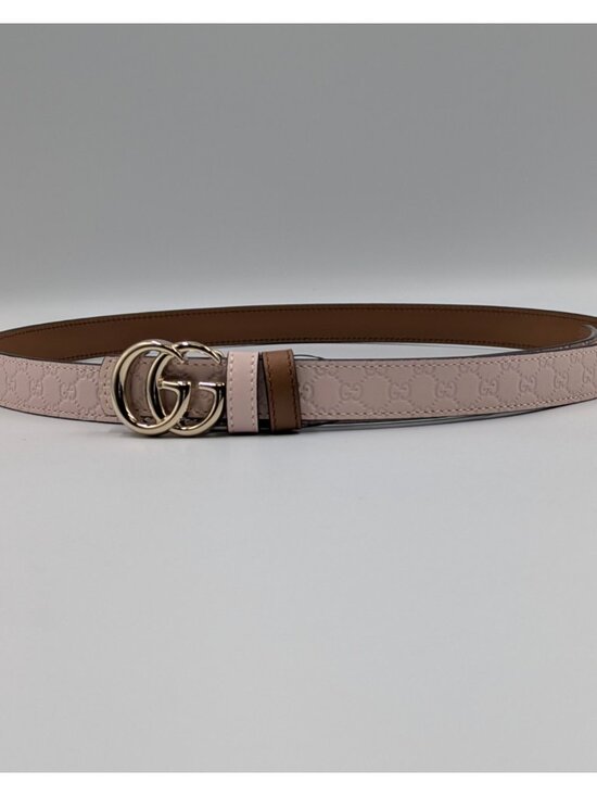 Gucci Women’s GG Marmont Reversible Thin Leather Belt Pink Brown 90cm 847132